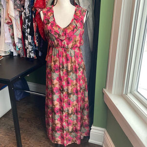 Women's Le Ragazze Maxi Dress Size M Pink Floral